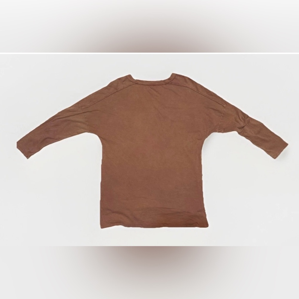 Everleigh V-Neck Drop Shoulder Long sleeve dark coral t-shirt blouse - Picture 4 of 8